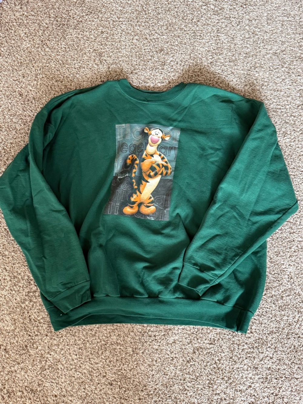 Disney Men's Forest Green Tigger Crewneck Sweatshirt